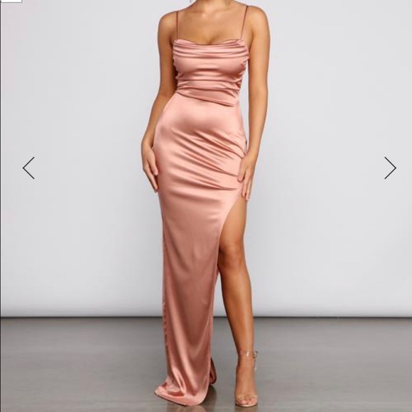 Windsor Dresses & Skirts - Rosè Gold Long Slit Dress